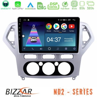 Bizzar ND2 Series 8Core Android14 2+32GB  Ford Mondeo 2007-2010 Manual A/C Navigation Multimedia Tablet 10" Με Carplay &amp; Android Auto