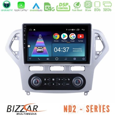 Bizzar ND2 Series 8Core Android14 2+32GB  Ford Mondeo 2007-2011 (Auto A/C) Navigation Multimedia Tablet 9" Με Carplay &amp; Android Auto