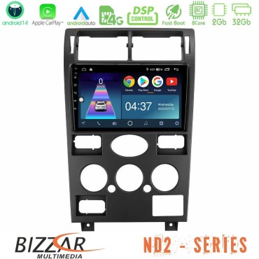 Bizzar ND2 Series 8Core Android14 2+32GB  Ford Mondeo 2001-2004 Navigation Multimedia Tablet 9" Με Carplay &amp; Android Auto