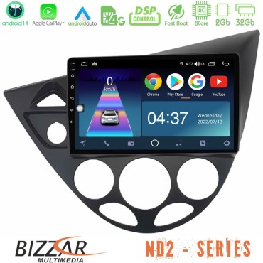 Bizzar ND2 Series 8Core Android14 2+32GB  Ford Focus 1999-2004 Navigation Multimedia Tablet 9" Με Carplay &amp; Android Auto