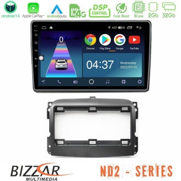 Bizzar ND2 Series 8Core Android14 2+32GB  Fiat 500L Navigation Multimedia Tablet 10" Με Carplay &amp; Android Auto