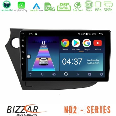 Bizzar ND2 Series 8Core Android14 2+32GB  Honda Insight 2009-2015 Navigation Multimedia Tablet 9" Με Carplay &amp; Android Auto