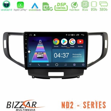 Bizzar ND2 Series 8Core Android14 2+32GB  Honda Accord 2008-2015 Navigation Multimedia Tablet 9" Με Carplay &amp; Android Auto