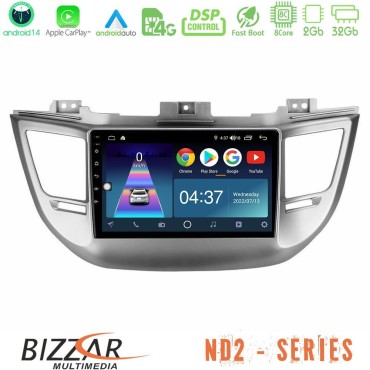 Bizzar ND2 Series 8Core Android14 2+32GB  Hyundai Tucson 2015-2018 Navigation Multimedia Tablet 9" Με Carplay &amp; Android Auto