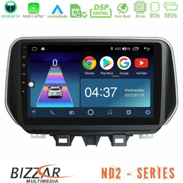 Bizzar ND2 Series 8Core Android14 2+32GB  Hyundai Tucson 2019-&gt; Navigation Multimedia Tablet 9" Με Carplay &amp; Android Auto