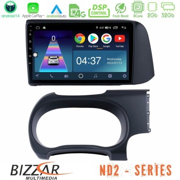 Bizzar ND2 Series 8Core Android14 2+32GB  Hyundai i10 Navigation Multimedia Tablet 9" Με Carplay &amp; Android Auto