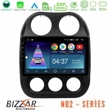 Bizzar ND2 Series 8Core Android14 2+32GB  Jeep Compass 2012-2016 Navigation Multimedia Tablet 9" Με Carplay &amp; Android Auto