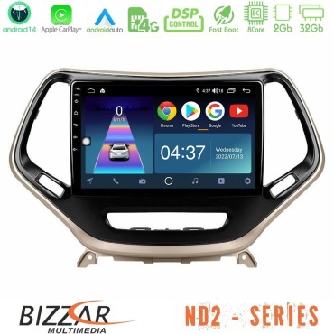 Bizzar ND2 Series 8Core Android14 2+32GB  Jeep Cherokee 2014-2019 Navigation Multimedia Tablet 9" Με Carplay &amp; Android Auto