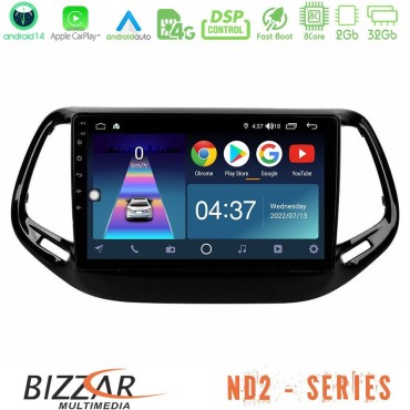 Bizzar ND2 Series 8Core Android14 2+32GB  Jeep Compass 2017&gt; Navigation Multimedia Tablet 10" Με Carplay &amp; Android Auto