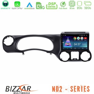 Bizzar ND2 Series 8Core Android14 2+32GB  Jeep Wrangler 2011-2014 Navigation Multimedia Tablet 10" Με Carplay &amp; Android Auto