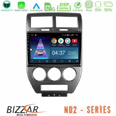 Bizzar ND2 Series 8Core Android14 2+32GB  Jeep Compass/Patriot 2007-2008 Navigation Multimedia Tablet 10" Με Carplay &amp; Android Auto