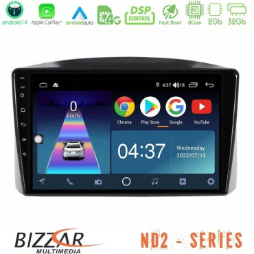 Bizzar ND2 Series 8Core Android14 2+32GB  Jeep Grand Cherokee 2005-2007 Navigation Multimedia Tablet 10" Με Carplay &amp; Android Auto