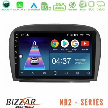 Bizzar ND2 Series 8Core Android14 2+32GB  Mercedes SL Class 2005-2011 Navigation Multimedia Tablet 9" Με Carplay &amp; Android Auto