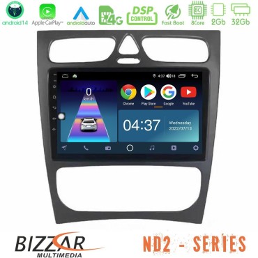 Bizzar ND2 Series 8Core Android14 2+32GB  Mercedes C Class (W203) Navigation Multimedia Tablet 9" Με Carplay &amp; Android Auto