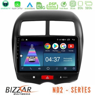 Bizzar ND2 Series 8Core Android14 2+32GB  Mitsubishi ASX Navigation Multimedia Tablet 10" Με Carplay &amp; Android Auto