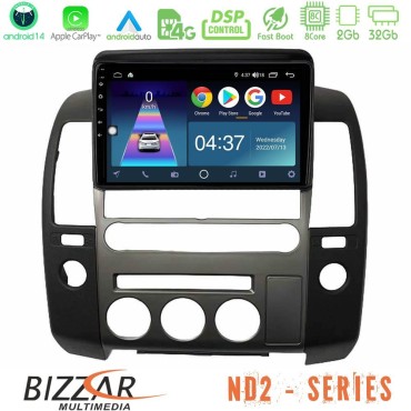 Bizzar ND2 Series 8Core Android14 2+32GB   Nissan Navara D40 2006-2012 (με εργ.οθόνη) Navigation Multimedia Tablet 9" Με Carplay &amp; Android Auto