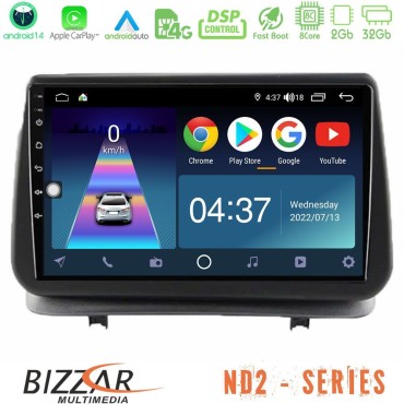 Bizzar ND2 Series 8Core Android14 2+32GB  Renault Clio 2005-2012 Navigation Multimedia Tablet 9" Με Carplay &amp; Android Auto