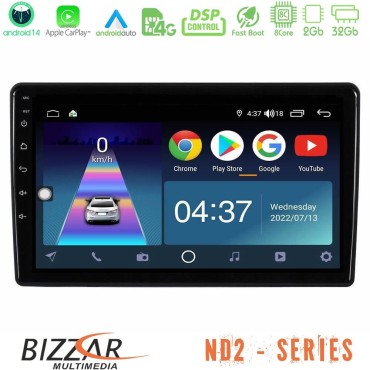 Bizzar ND2 Series 8Core Android14 2+32GB Opel Combo/Vectra /Vivaro/Agila Navigation Multimedia Tablet 10" Με Carplay &amp; Android Auto