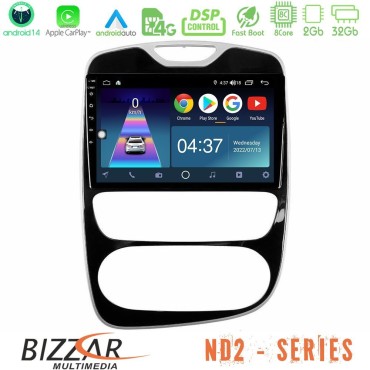 Bizzar ND2 Series 8Core Android14 2+32GB  Renault Clio 2016-2019 Navigation Multimedia Tablet 10" Με Carplay &amp; Android Auto