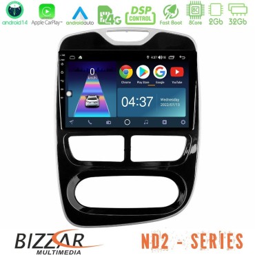 Bizzar ND2 Series 8Core Android14 2+32GB  Renault Clio 2012-2016 Navigation Multimedia Tablet 10" Με Carplay &amp; Android Auto