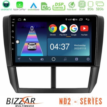 Bizzar ND2 Series 8Core Android14 2+32GB  Subaru Forester Navigation Multimedia Tablet 9" Με Carplay &amp; Android Auto
