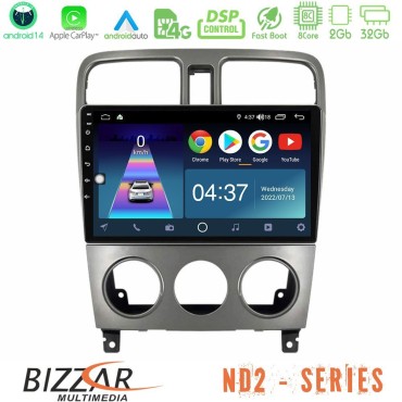 Bizzar ND2 Series 8Core Android14 2+32GB  Subaru Forester 2003-2007 Navigation Multimedia Tablet 9" Με Carplay &amp; Android Auto