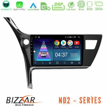 Bizzar ND2 Series 8Core Android14 2+32GB  Toyota Corolla 2017-2018 Navigation Multimedia Tablet 10" Με Carplay &amp; Android Auto