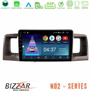 Bizzar ND2 Series 8Core Android14 2+32GB  Toyota Corolla 2002-2006 Navigation Multimedia Tablet 9" Με Carplay &amp; Android Auto