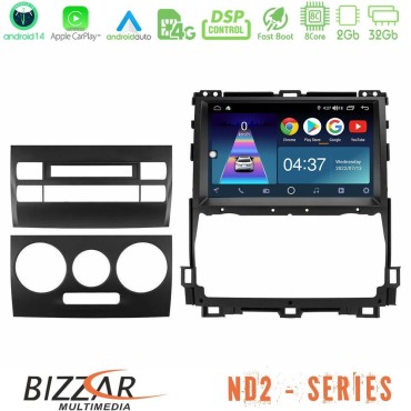 Bizzar ND2 Series 8Core Android14 2+32GB  Toyota Land Cruiser J120 2002-2009 Navigation Multimedia Tablet 9" Με Carplay &amp; Android Auto