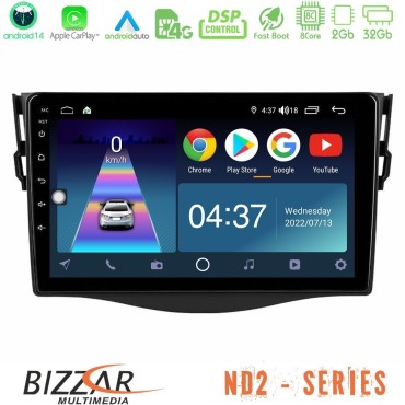 Bizzar ND2 Series 8Core Android14 2+32GB  Toyota RAV4 Navigation Multimedia Tablet 9" Με Carplay &amp; Android Auto