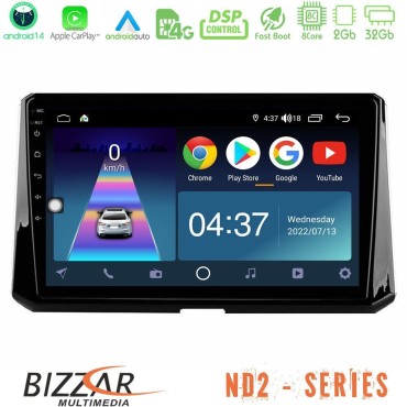 Bizzar ND2 Series 8Core Android14 2+32GB  Toyota Corolla 2019-2022 Navigation Multimedia Tablet 10" Με Carplay &amp; Android Auto