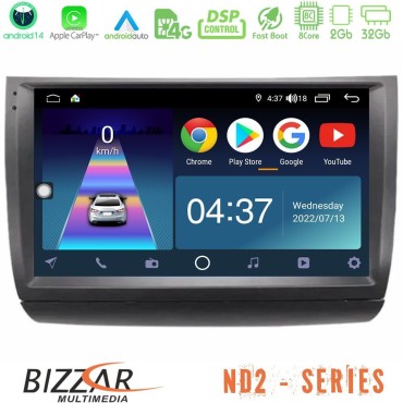 Bizzar ND2 Series 8Core Android14 2+32GB  Toyota Prius 2004-2009 Navigation Multimedia Tablet 9" Με Carplay &amp; Android Auto
