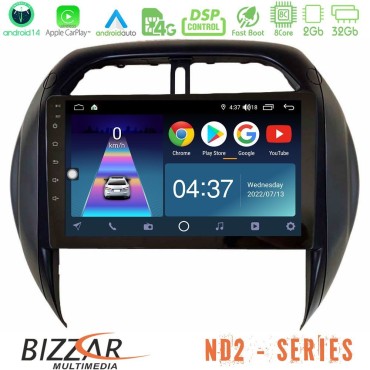 Bizzar ND2 Series 8Core Android14 2+32GB  Toyota RAV4 2001-2005 (Auto A/C) Navigation Multimedia Tablet 9" Με Carplay &amp; Android Auto