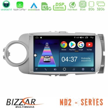 Bizzar ND2 Series 8Core Android14 2+32GB  Toyota Yaris Navigation Multimedia Tablet 9" Με Carplay &amp; Android Auto