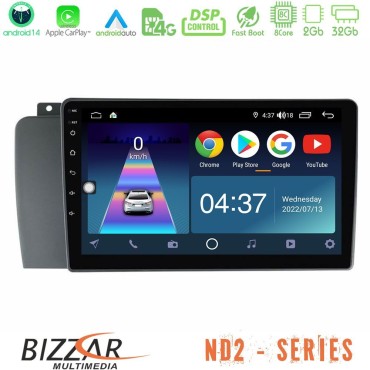 Bizzar ND2 Series 8Core Android14 2+32GB  Volvo S60 2004-2009 Navigation Multimedia Tablet 9" Με Carplay &amp; Android Auto