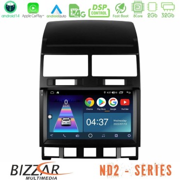 Bizzar ND2 Series 8Core Android14 2+32GB  VW Touareg 2002 – 2010 Navigation Multimedia Tablet 9" Με Carplay &amp; Android Auto