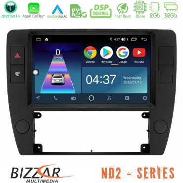 Bizzar ND2 Series 8Core Android14 2+32GB  VW Passat B5 2001-2005 Navigation Multimedia Tablet 9" Με Carplay & Android Auto Bizzar ND2 Series 8Core Android14 2+32GB  VW Passat B5 2001-2005 Navigation Multimedia Tablet 9" Με Carplay & Android Auto