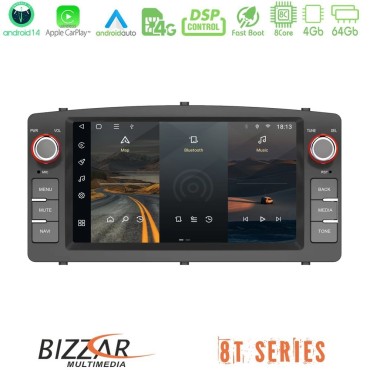 Bizzar Toyota Corolla 2002-2006 8core Android14 4+64GB Navigation Multimedia Deckless 7" με Carplay/AndroidAuto (OEM Style)