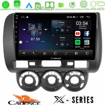 Cadence X Series Honda Jazz 2002-2008 (Manual A/C) 8core Android 14 4+64GB Navigation Multimedia Tablet 9"