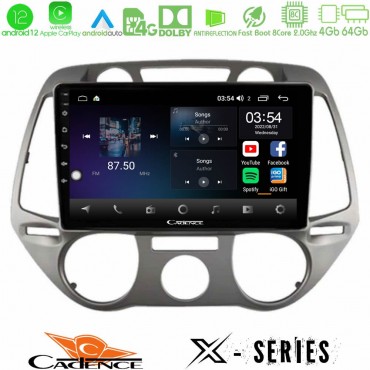 Cadence X Series Hyundai i20 2009-2012 Manual A/C 8core Android 14 4+64GB Navigation Multimedia Tablet 9"