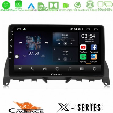 Cadence X Series Mercedes C Class W204 8core Android 14 4+64GB Navigation Multimedia 9"