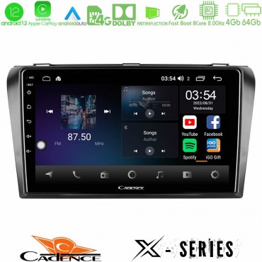 Cadence X Series Mazda 3 2004-2009 8core Android 14 4+64GB Navigation Multimedia Tablet 9"