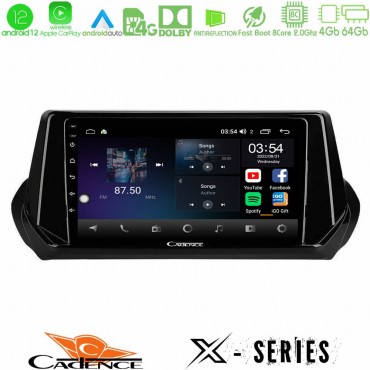 Cadence X Series Peugeot 208 2019-2023 8Core Android 14 4+64GB Navigation Multimedia Tablet 9"