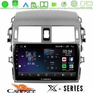 Cadence X Series Toyota Corolla 2008-2010 8core Android 14 4+64GB Navigation Multimedia Tablet 9"