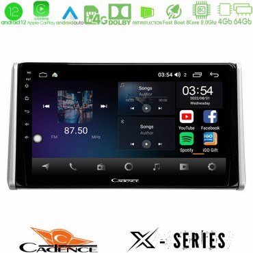 Cadence X Series Toyota RAV4 2019-2023 8Core Android 14 4+64GB Navigation Multimedia Tablet 10"