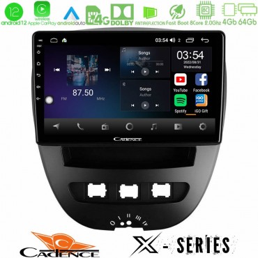 Cadence X Series Toyota Aygo/Citroen C1/Peugeot 107 8core Android 14 4+64GB Navigation Multimedia Tablet 10"