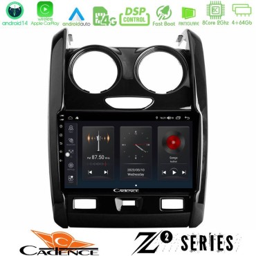 Cadence Z2 Series 8Core Android14 4+64GB  Dacia Duster 2014-2018 Navigation Multimedia Tablet 9" Με Carplay &amp; Android Auto