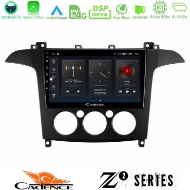 Cadence Z2 Series 8Core Android14 4+64GB  Ford S-Max 2006-2008 (manual A/C) Navigation Multimedia Tablet 9" Με Carplay &amp; Android Auto