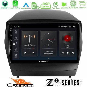 Cadence Z2 Series 8Core Android14 4+64GB  Hyundai IX35 Auto A/C Navigation Multimedia Tablet 9" Με Carplay &amp; Android Auto