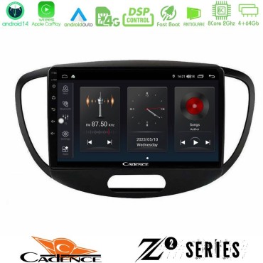 Cadence Z2 Series 8Core Android14 4+64GB  Hyundai i10 2008-2014 Navigation Multimedia Tablet 9" Με Carplay & Android Auto